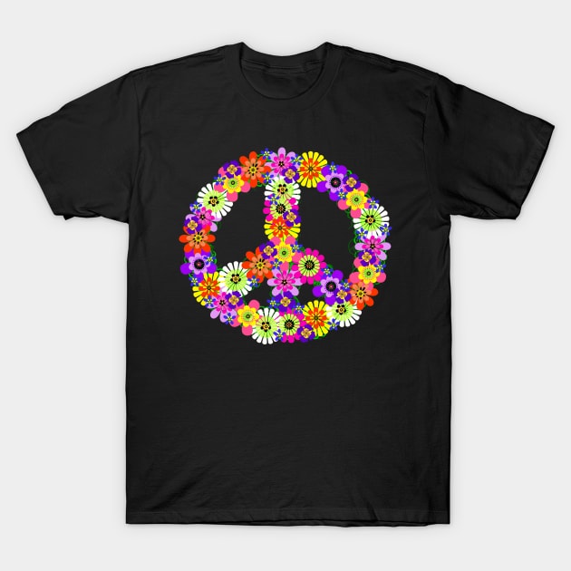 Peace Sign Floral T-Shirt by mistflower